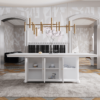 Opalescent White Dining Table With Storage