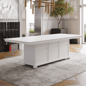 Opalescent White 10 Seater Dining Table With Storage | Furnarium