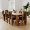 Brown Tone Solid Wood Large Rustic Dining Table Set For 8