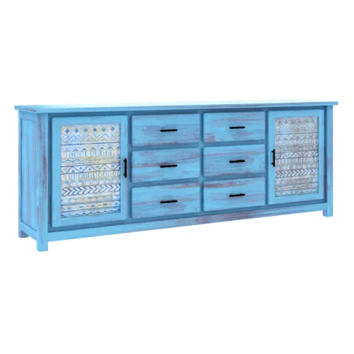 Distressed Blue Wooden Sideboard