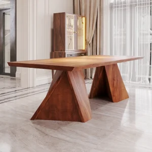 Ergonomic Solid Wood Dining Table with Unique Triangle Leg Design