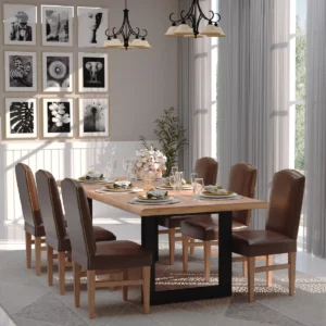 Frontier Solid Wood Contemporary Rectangle Dining Table Set for 6