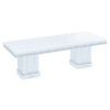 Frosty White Dining Table for 6, Isometric Angle