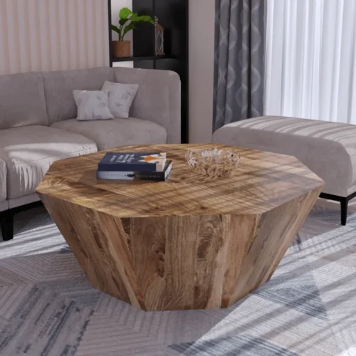 Octagon Shape Wood Coffee Table