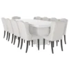 Opalescent White Dining Table Set with Storage