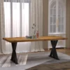 Vexal Live Edge Cross Leg Dining Table - Rustic & Modern