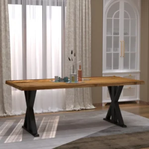 Vexal Live Edge Cross Leg Dining Table