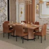 ZenVogue Solid Wood Double Pedestal Rectangle Dining Table Set for 6