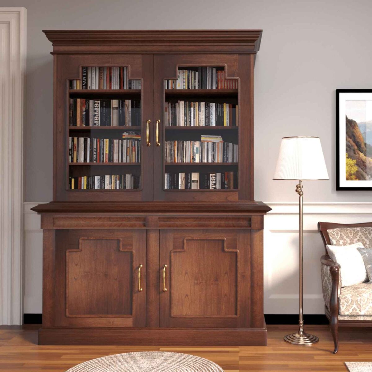 Mythical Wooden Book Shelf with Glass Doors