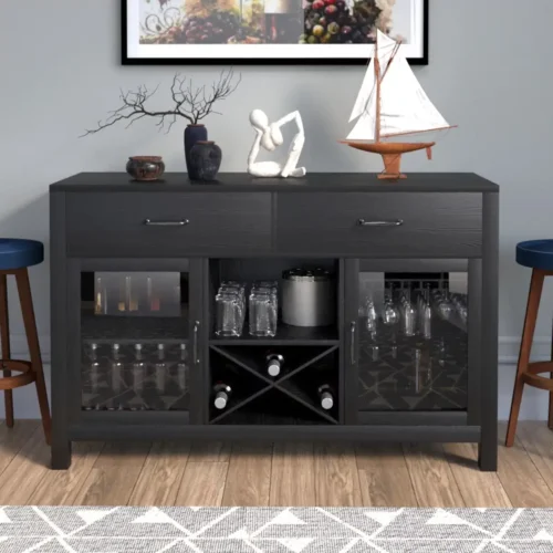Elite Black Wine Bar Cabinet