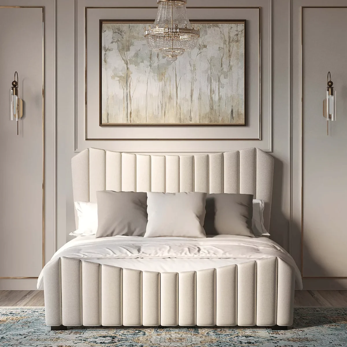 Luxurious Upholstered Bed Frame with Premium Fabric