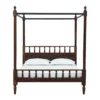 Brivon Sheesham Wood King Size Canopy Bed Frame in Teak Finish