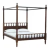 Brivon Sheesham Wood King Size Canopy Bed Frame in Teak Finish