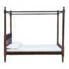 Brivon Sheesham Wood King Size Canopy Bed Frame in Teak Finish