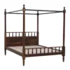 Brivon Sheesham Wood King Size Canopy Bed Frame in Teak Finish