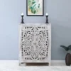 Cheswade Distressed White Solid Wood Storage Cabinet