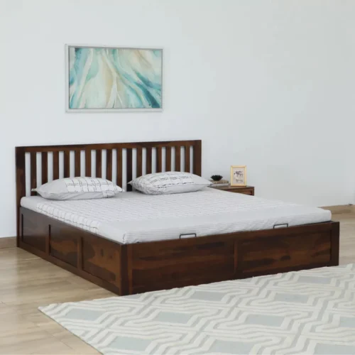 Clystra Sheehsam Wood King Size Bed Frame with Hydraulic Storage