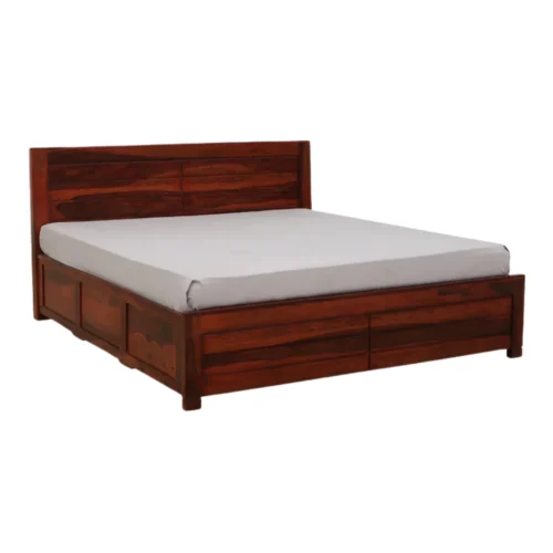 Fenyra Solid Sheesham Wood King Size Bed Frame with Box Storage