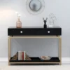 Reynard 2 Drawer Wooden Console Table in Black Finish