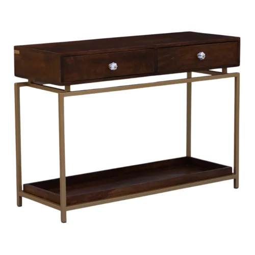 Reynard 2 Drawer Wooden Console Table in Teak Finish