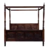 Tavrin Hand-carved Sheesham Wood King Size Canopy Bed Frame in Teak Finish