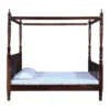 Tavrin Hand-carved Sheesham Wood King Size Canopy Bed Frame in Teak Finish