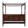 Tavrin Hand-carved Sheesham Wood King Size Canopy Bed Frame in Teak Finish