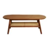 Yarven Teak Sheesham Wood Coffee Table with Cane Shelf