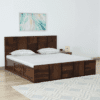 Zarven Solid Sheesham Wood Bed Frame with Hydraulic Storage in Teak Finish