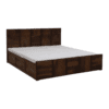 Zarven Solid Sheesham Wood Bed Frame with Hydraulic Storage in Teak Finish