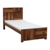 Zarven Solid Sheesham Wood Single Bed Frame in Rustic Teak Finish